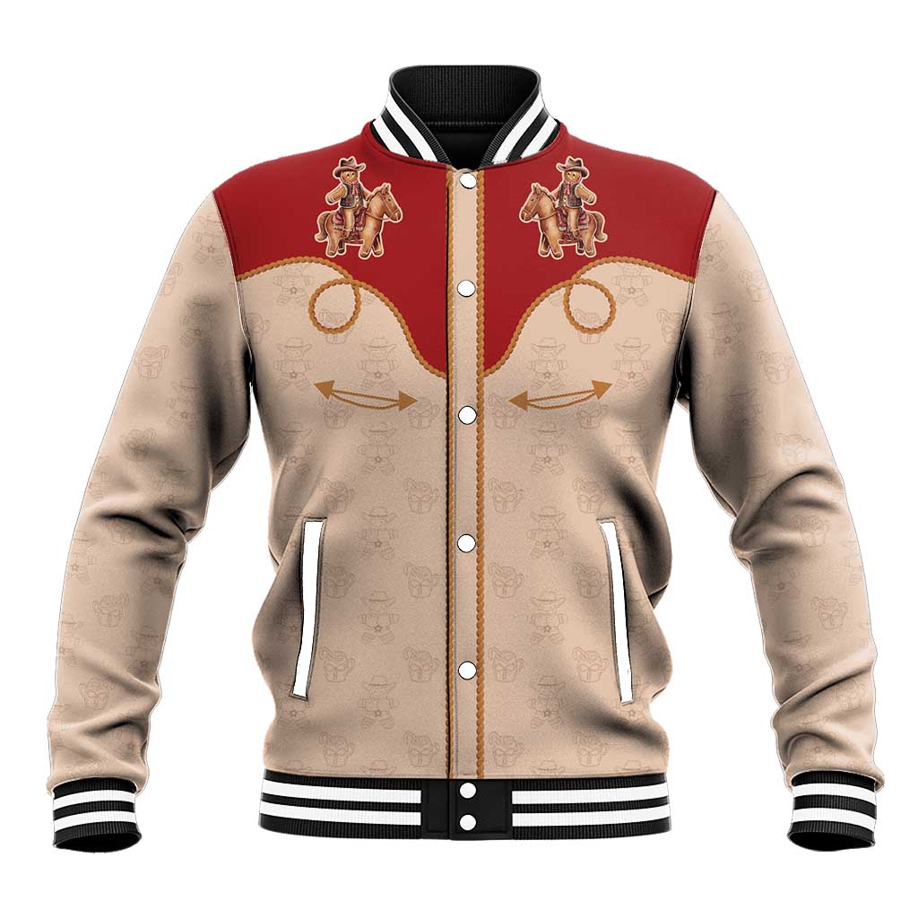 Western Yoke Baseball Jacket Gingerbread Howdy Christmas - Wonder Print Shop