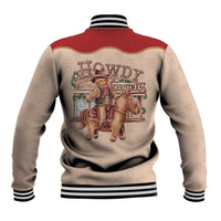 Western Yoke Baseball Jacket Gingerbread Howdy Christmas - Wonder Print Shop