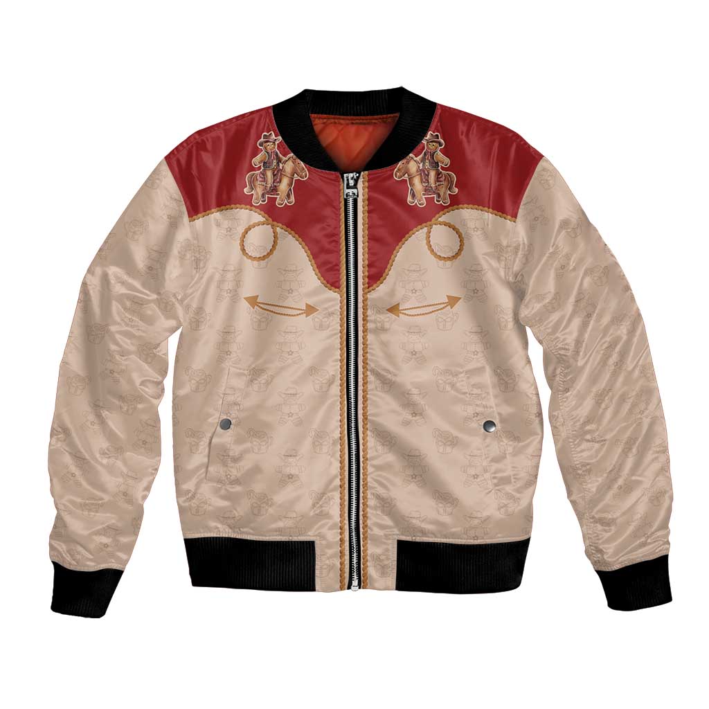 Western Yoke Bomber Jacket Gingerbread Howdy Christmas - Wonder Print Shop