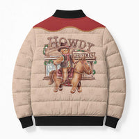 Western Yoke Bomber Puffer Jacket Gingerbread Howdy Christmas - Wonder Print Shop