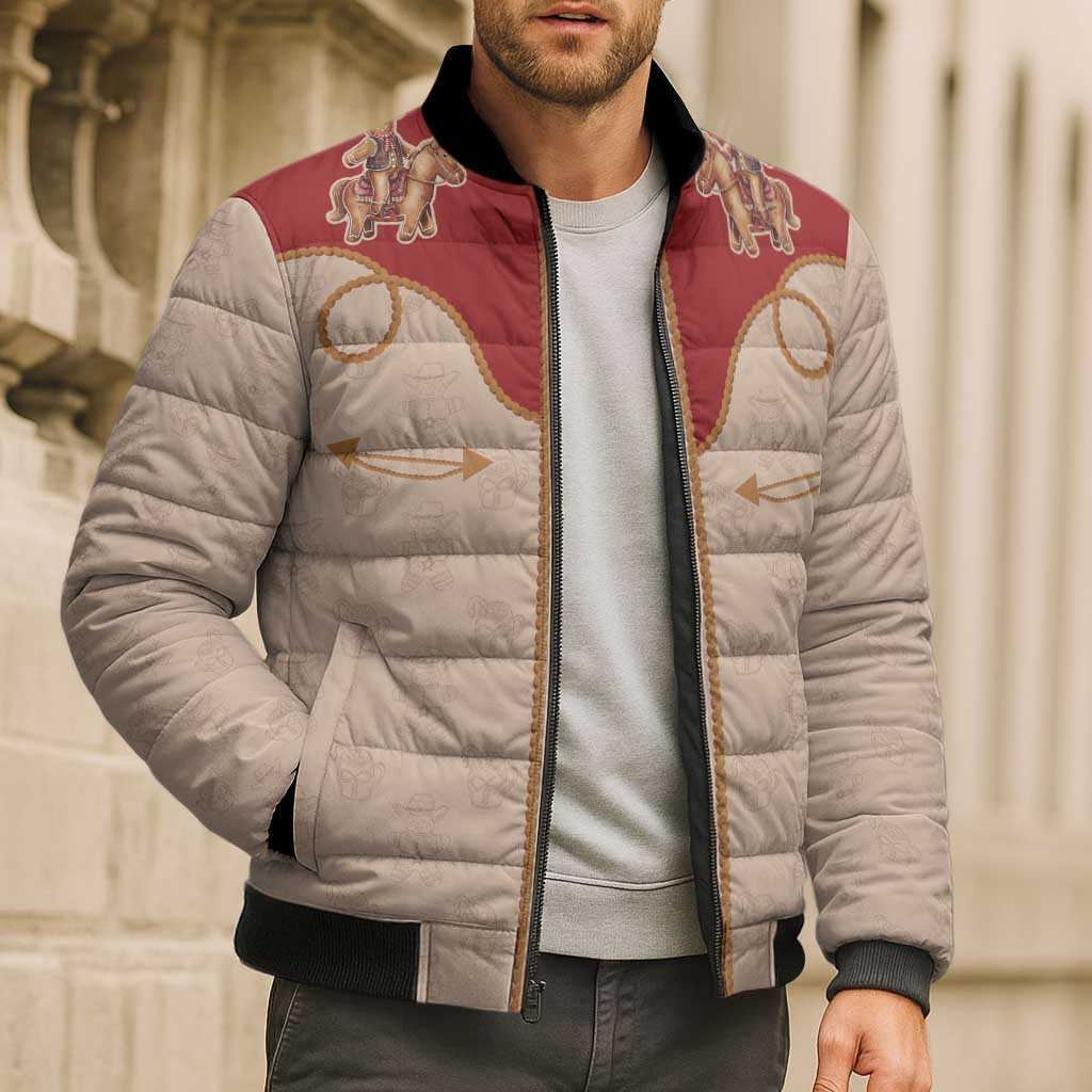 Western Yoke Bomber Puffer Jacket Gingerbread Howdy Christmas - Wonder Print Shop