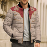 Western Yoke Bomber Puffer Jacket Gingerbread Howdy Christmas - Wonder Print Shop