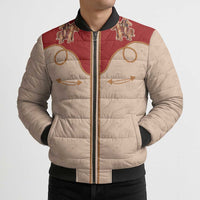 Western Yoke Bomber Puffer Jacket Gingerbread Howdy Christmas - Wonder Print Shop