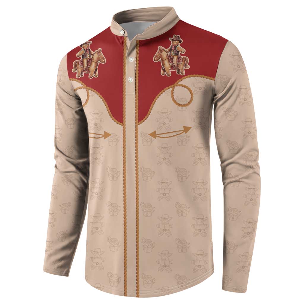 Western Yoke Button Sweatshirt Gingerbread Howdy Christmas - Wonder Print Shop