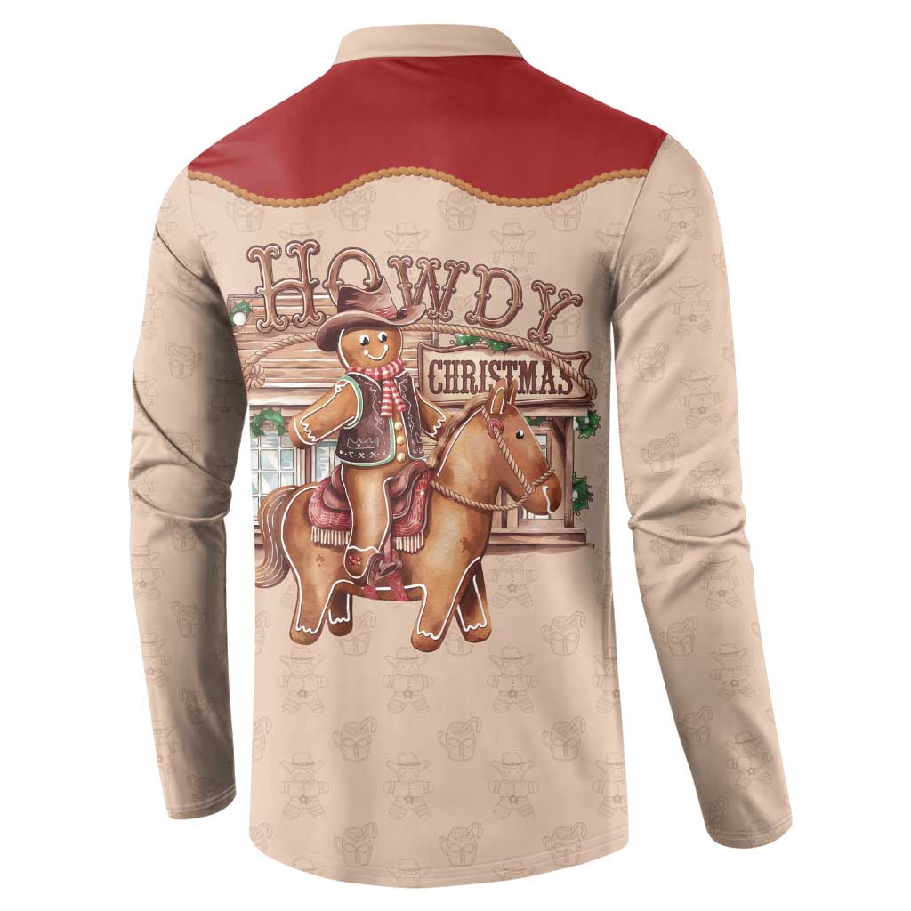 Western Yoke Button Sweatshirt Gingerbread Howdy Christmas - Wonder Print Shop