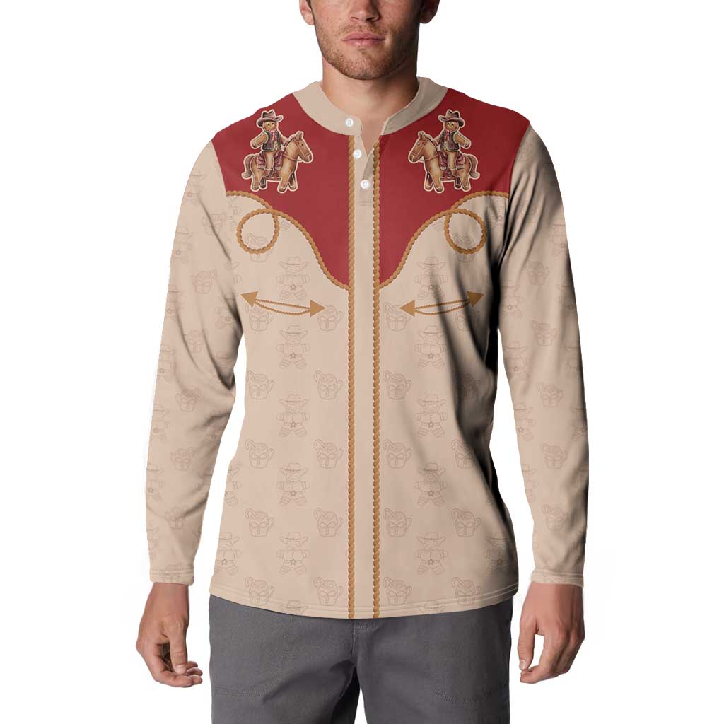 Western Yoke Button Sweatshirt Gingerbread Howdy Christmas - Wonder Print Shop
