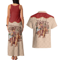 Western Yoke Couples Matching Tank Maxi Dress and Hawaiian Shirt Gingerbread Howdy Christmas - Wonder Print Shop
