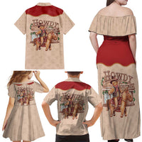 Western Yoke Family Matching Off Shoulder Maxi Dress and Hawaiian Shirt Gingerbread Howdy Christmas - Wonder Print Shop