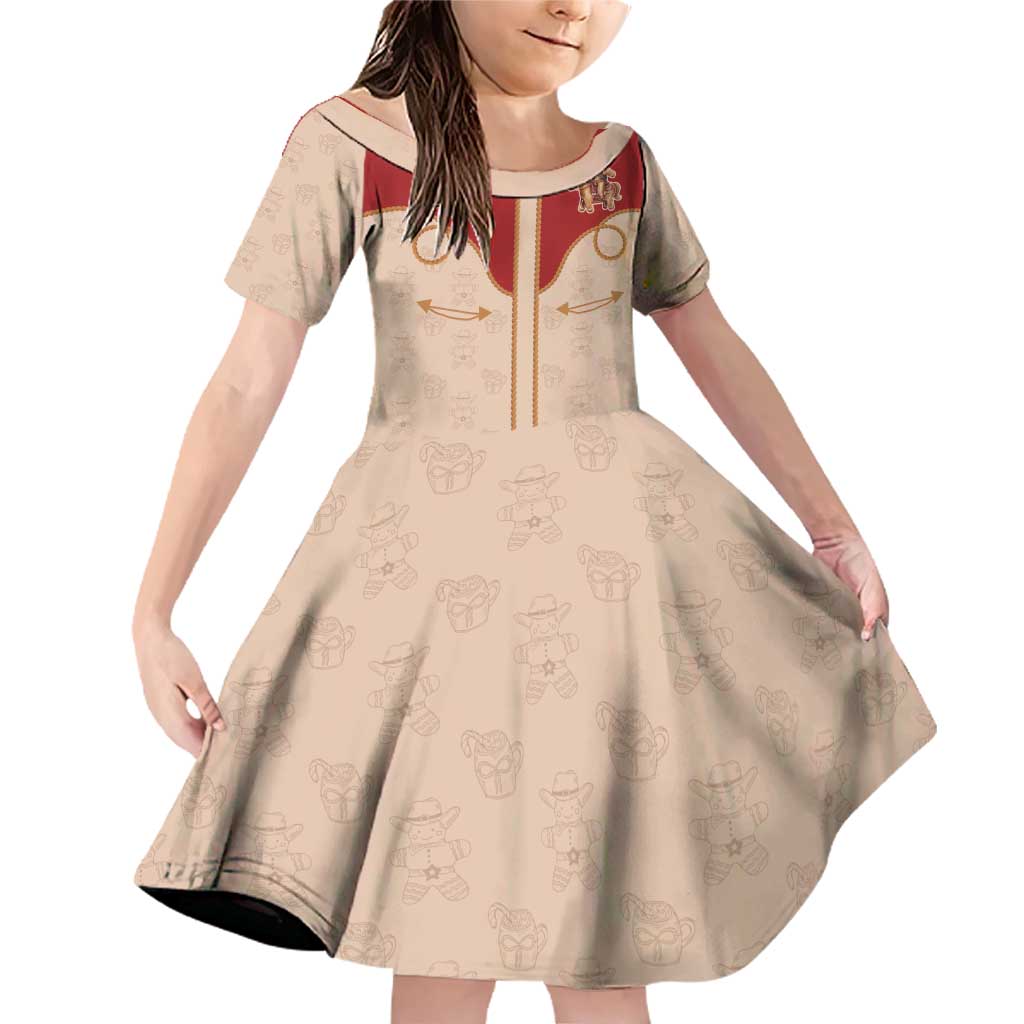 Western Yoke Family Matching Off Shoulder Short Dress and Hawaiian Shirt Gingerbread Howdy Christmas - Wonder Print Shop