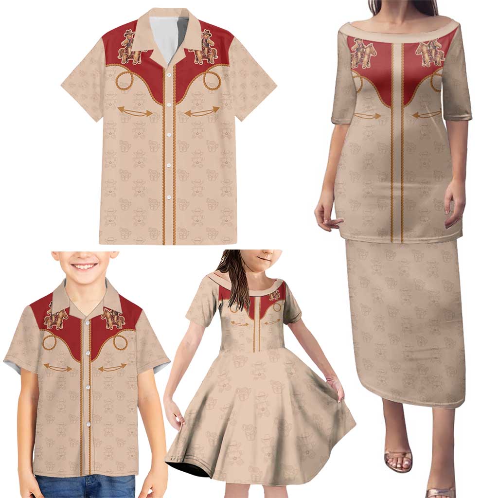 Western Yoke Family Matching Puletasi and Hawaiian Shirt Gingerbread Howdy Christmas - Wonder Print Shop