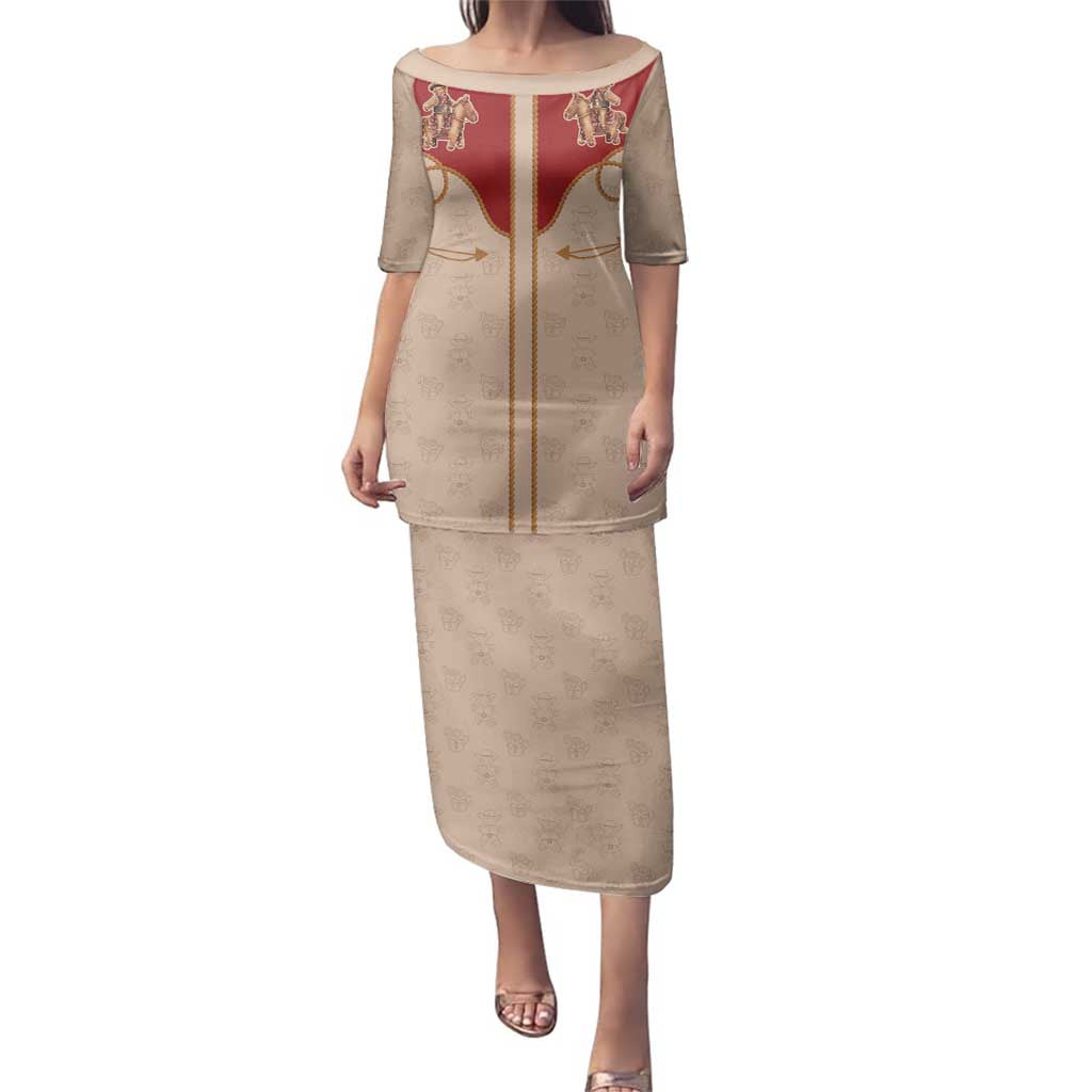 Western Yoke Family Matching Puletasi and Hawaiian Shirt Gingerbread Howdy Christmas - Wonder Print Shop