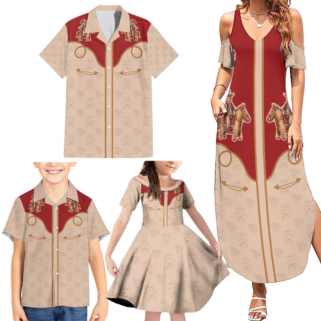 Western Yoke Family Matching Summer Maxi Dress and Hawaiian Shirt Gingerbread Howdy Christmas - Wonder Print Shop