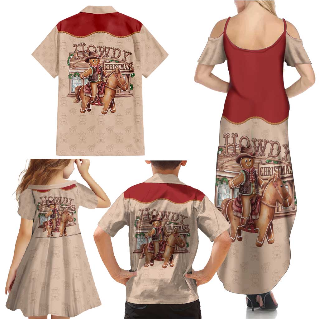Western Yoke Family Matching Summer Maxi Dress and Hawaiian Shirt Gingerbread Howdy Christmas - Wonder Print Shop