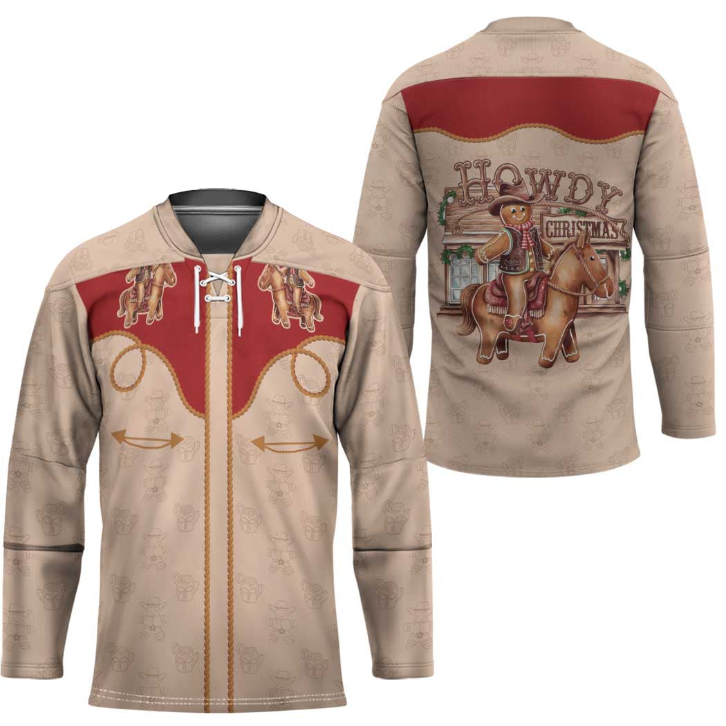 Western Yoke Hockey Jersey Gingerbread Howdy Christmas - Wonder Print Shop