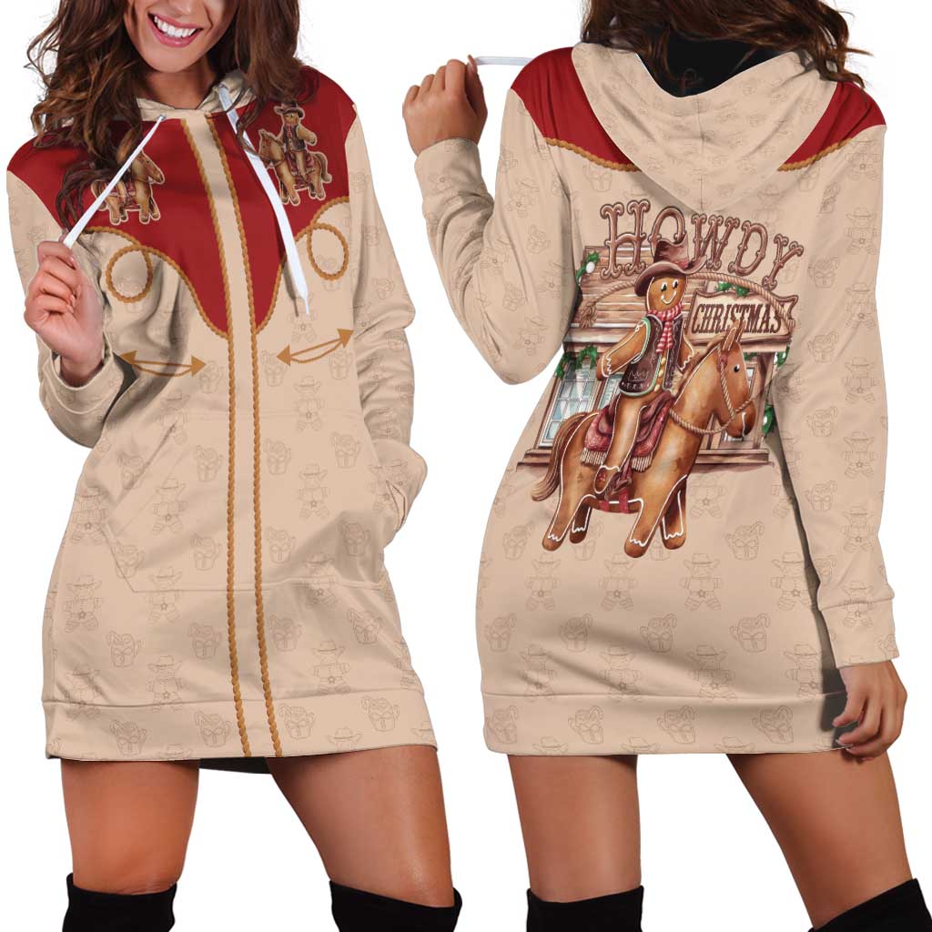 Western Yoke Hoodie Dress Gingerbread Howdy Christmas - Wonder Print Shop