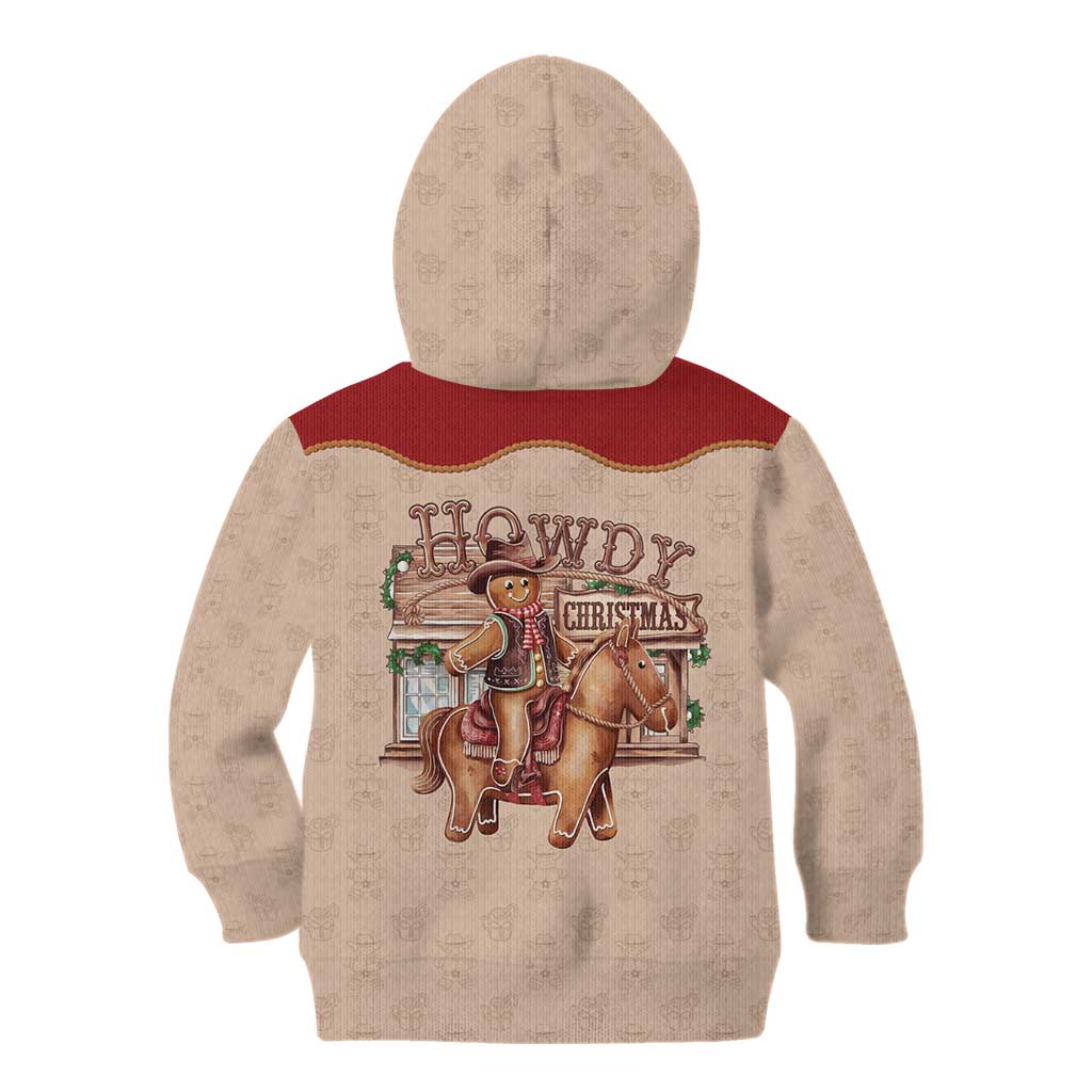 Western Yoke Kid Hoodie Gingerbread Howdy Christmas - Wonder Print Shop
