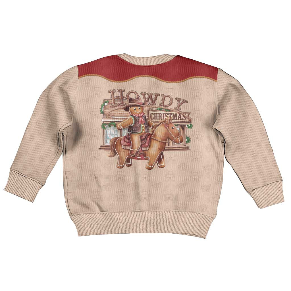 Western Yoke Kid Ugly Christmas Sweater Gingerbread Howdy Christmas - Wonder Print Shop