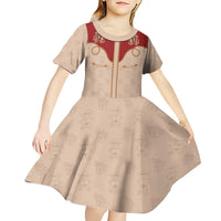 Western Yoke Kid Short Sleeve Dress Gingerbread Howdy Christmas - Wonder Print Shop