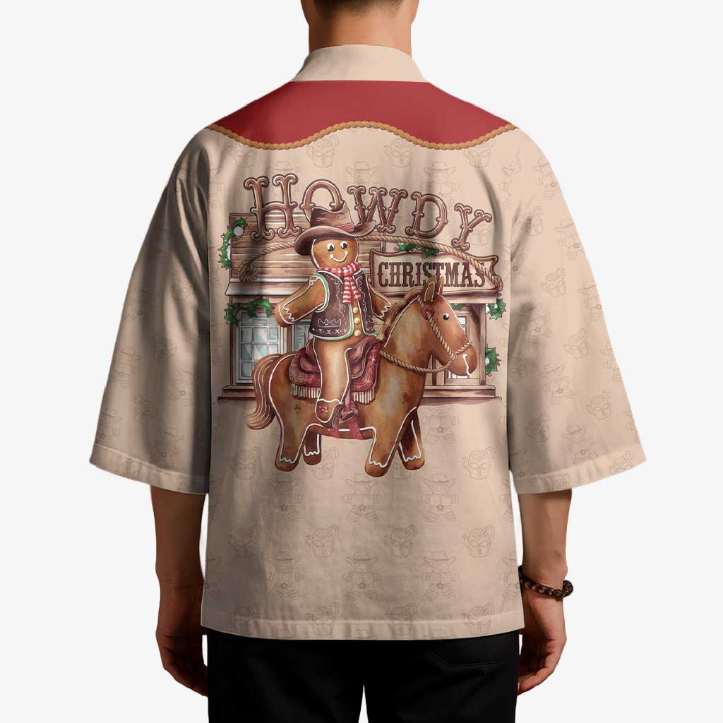 Western Yoke Kimono Gingerbread Howdy Christmas - Wonder Print Shop
