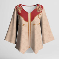 Western Yoke Kimono Sleeve Blouse Gingerbread Howdy Christmas - Wonder Print Shop