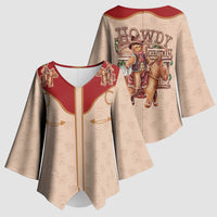 Western Yoke Kimono Sleeve Blouse Gingerbread Howdy Christmas - Wonder Print Shop