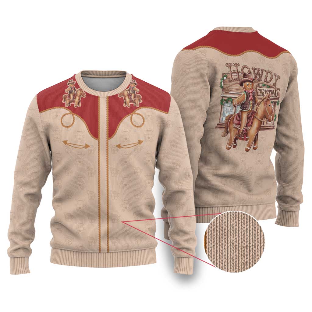 Western Yoke Ugly Christmas Sweater Gingerbread Howdy Christmas - Wonder Print Shop