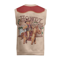 Western Yoke Christmas Knitted V-Neck Vest Gingerbread Howdy Christmas - Wonder Print Shop