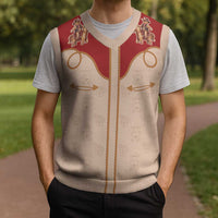 Western Yoke Christmas Knitted V-Neck Vest Gingerbread Howdy Christmas - Wonder Print Shop