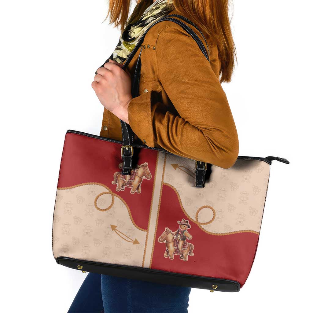 Western Yoke Leather Tote Bag Gingerbread Howdy Christmas - Wonder Print Shop
