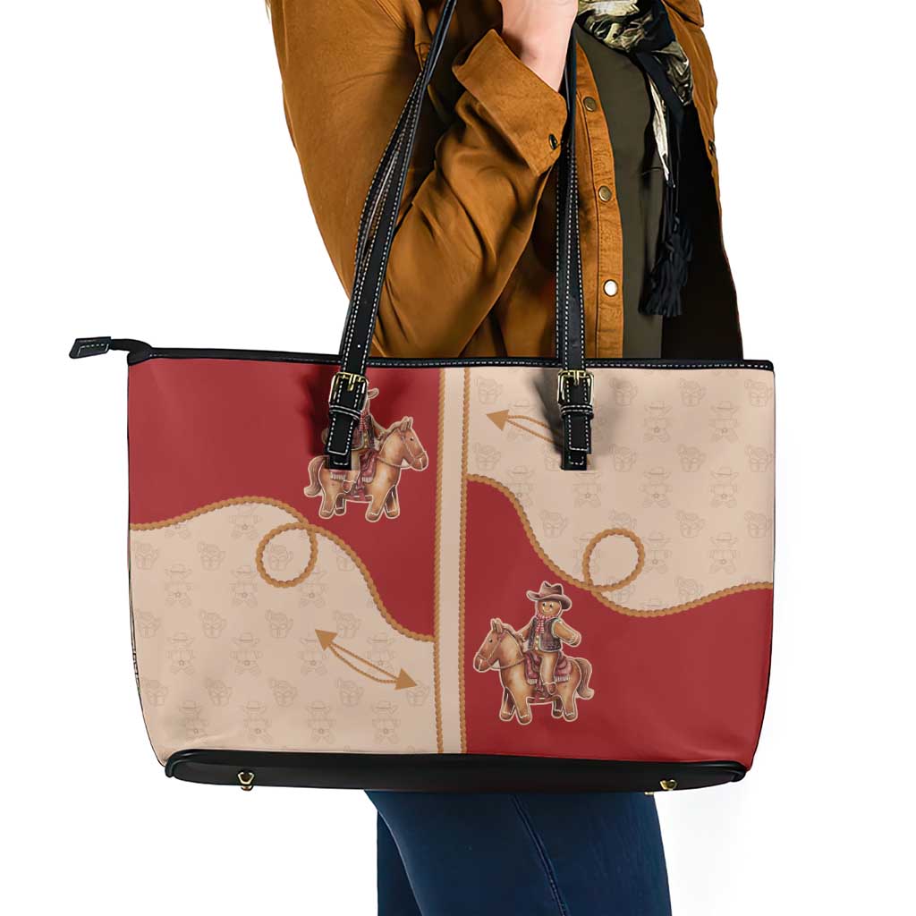 Western Yoke Leather Tote Bag Gingerbread Howdy Christmas - Wonder Print Shop