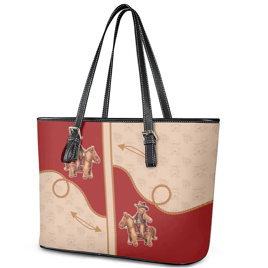 Western Yoke Leather Tote Bag Gingerbread Howdy Christmas - Wonder Print Shop