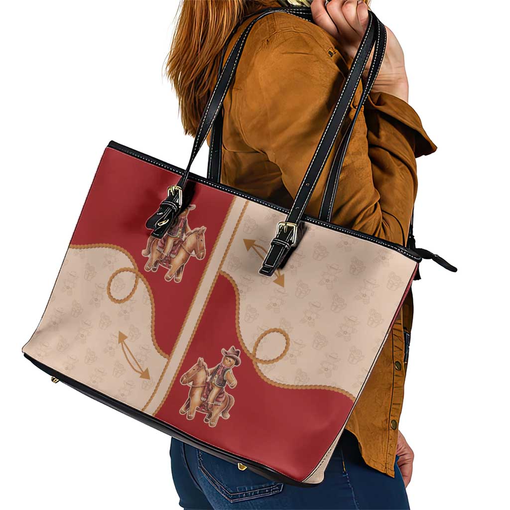 Western Yoke Leather Tote Bag Gingerbread Howdy Christmas - Wonder Print Shop