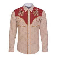 Western Yoke Long Sleeve Button Shirt Gingerbread Howdy Christmas - Wonder Print Shop