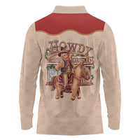 Western Yoke Long Sleeve Polo Shirt Gingerbread Howdy Christmas - Wonder Print Shop