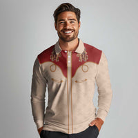 Western Yoke Long Sleeve Polo Shirt Gingerbread Howdy Christmas - Wonder Print Shop