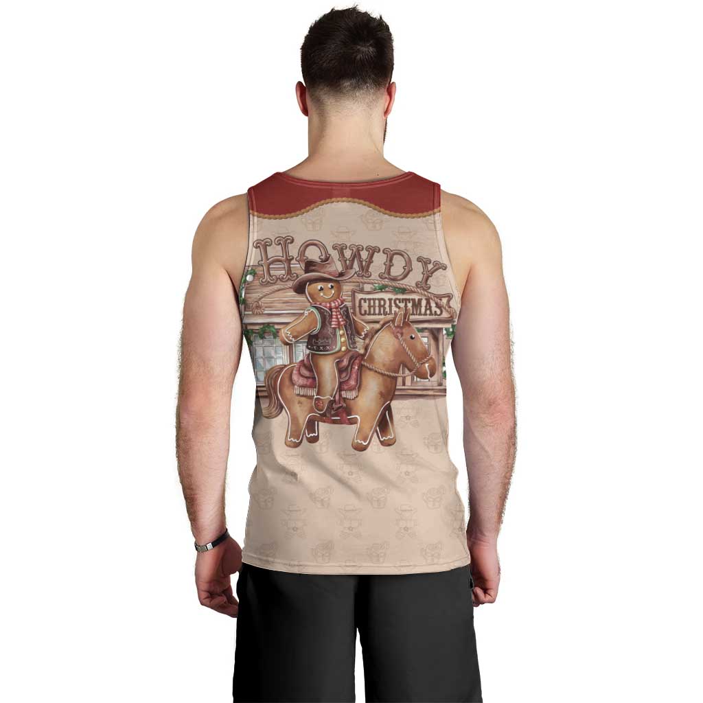 Western Yoke Men Tank Top Gingerbread Howdy Christmas - Wonder Print Shop