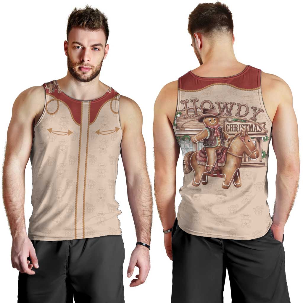 Western Yoke Men Tank Top Gingerbread Howdy Christmas - Wonder Print Shop