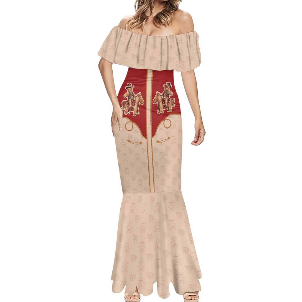 Western Yoke Mermaid Dress Gingerbread Howdy Christmas - Wonder Print Shop