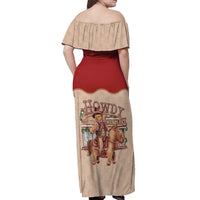 Western Yoke Off Shoulder Maxi Dress Gingerbread Howdy Christmas - Wonder Print Shop