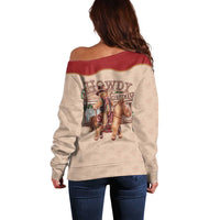 Western Yoke Off Shoulder Sweater Gingerbread Howdy Christmas - Wonder Print Shop