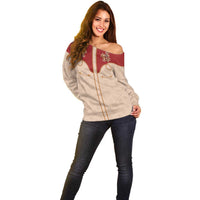 Western Yoke Off Shoulder Sweater Gingerbread Howdy Christmas - Wonder Print Shop