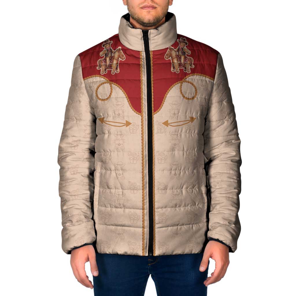 Western Yoke Padded Jacket Gingerbread Howdy Christmas - Wonder Print Shop