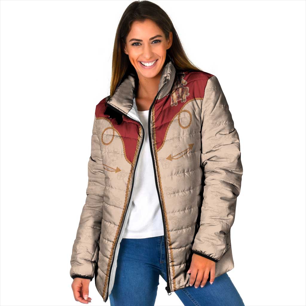 Western Yoke Padded Jacket Gingerbread Howdy Christmas - Wonder Print Shop