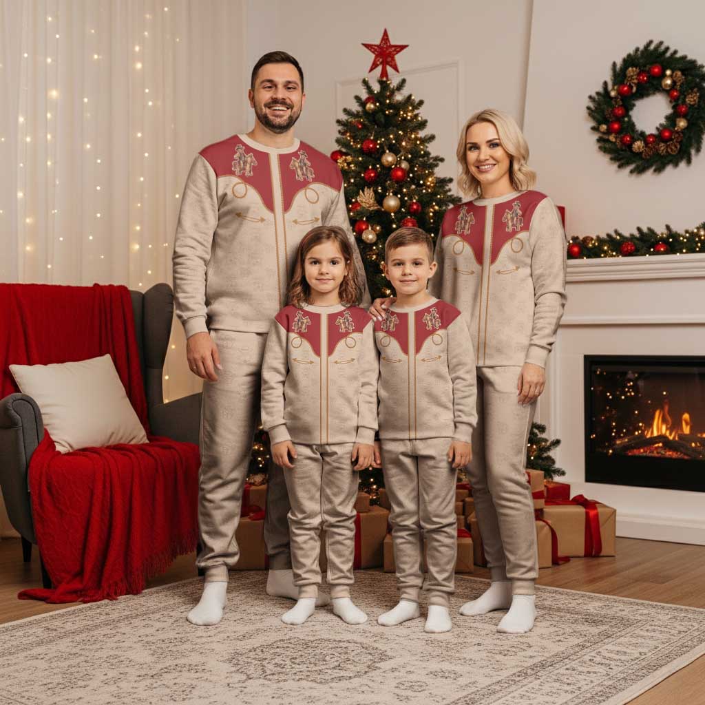 Western Yoke Christmas Pajama Set Gingerbread Howdy Christmas - Wonder Print Shop