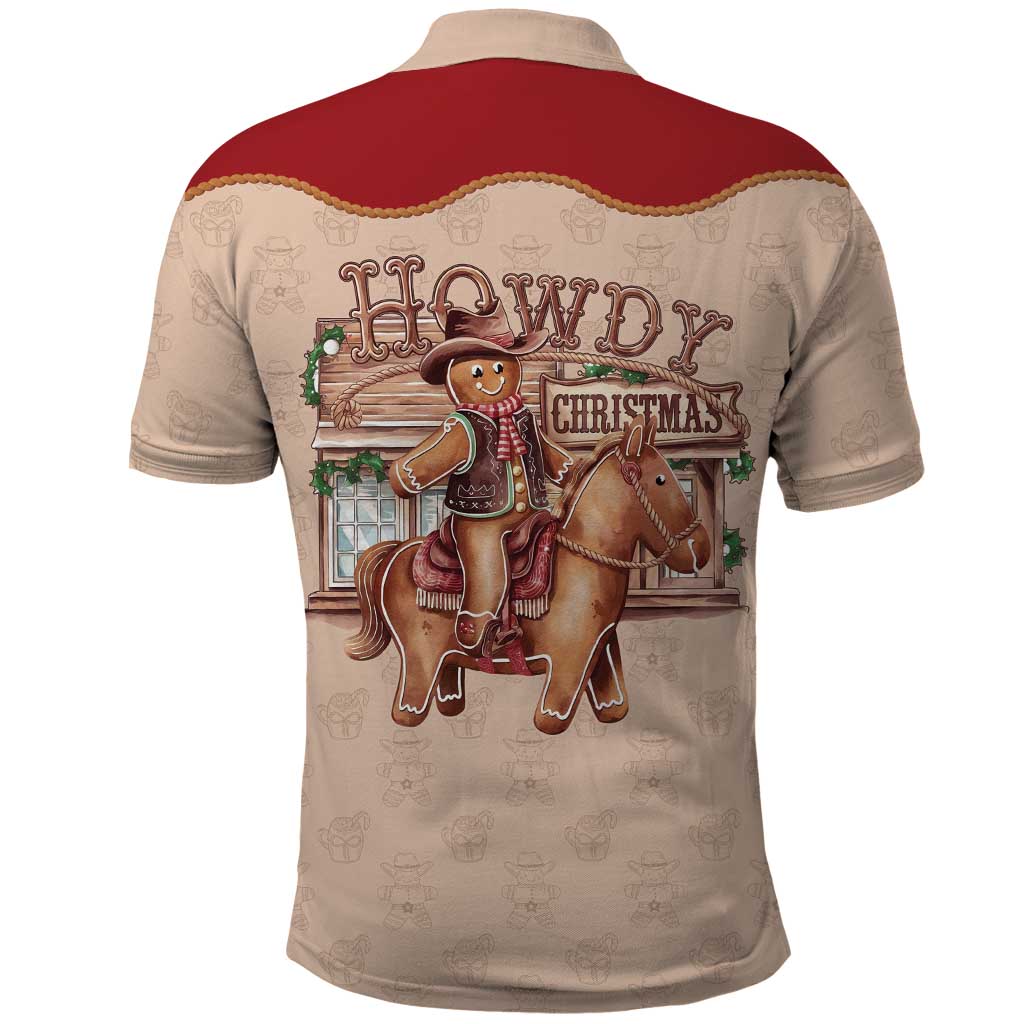 Western Yoke Polo Shirt Gingerbread Howdy Christmas - Wonder Print Shop