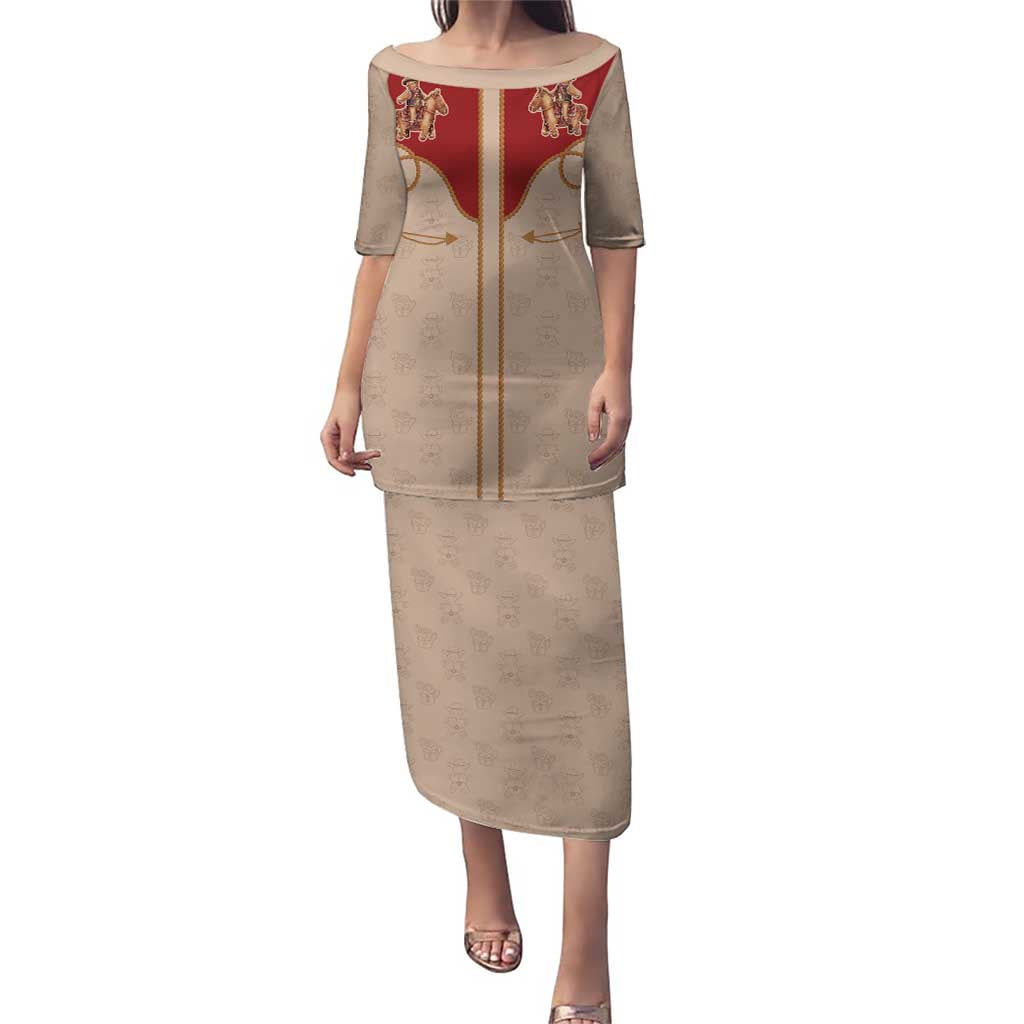 Western Yoke Puletasi Gingerbread Howdy Christmas - Wonder Print Shop