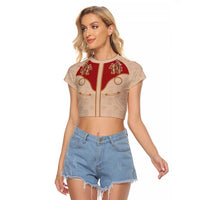 Western Yoke Raglan Cropped T Shirt Gingerbread Howdy Christmas - Wonder Print Shop