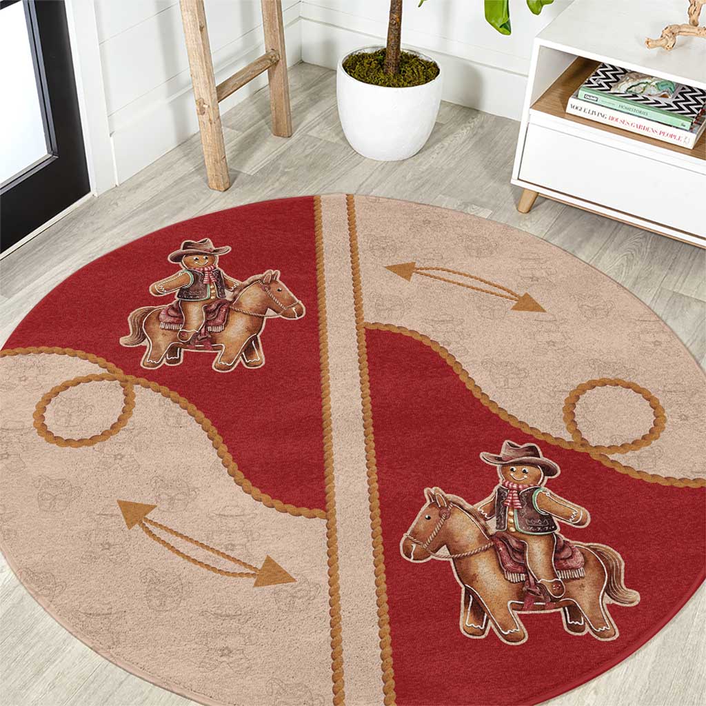 Western Yoke Round Carpet Gingerbread Howdy Christmas - Wonder Print Shop