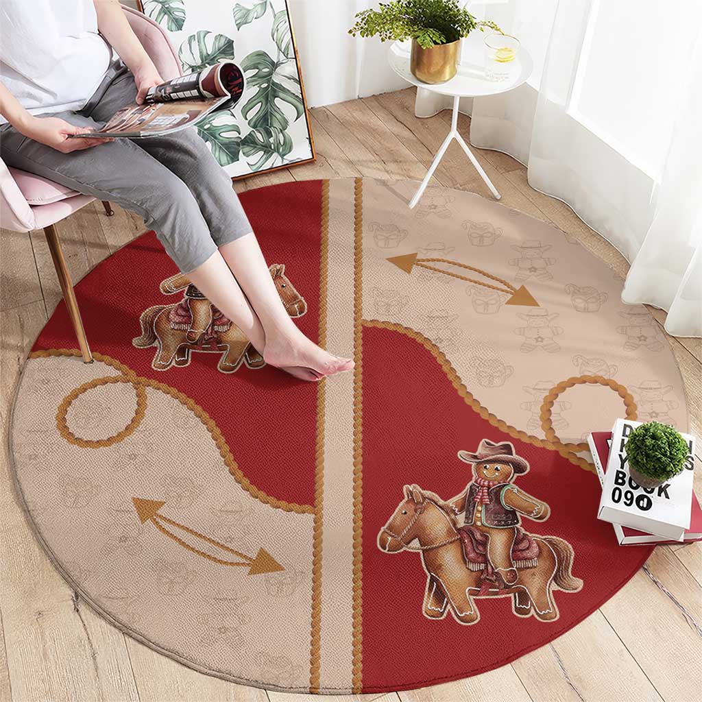 Western Yoke Round Carpet Gingerbread Howdy Christmas - Wonder Print Shop