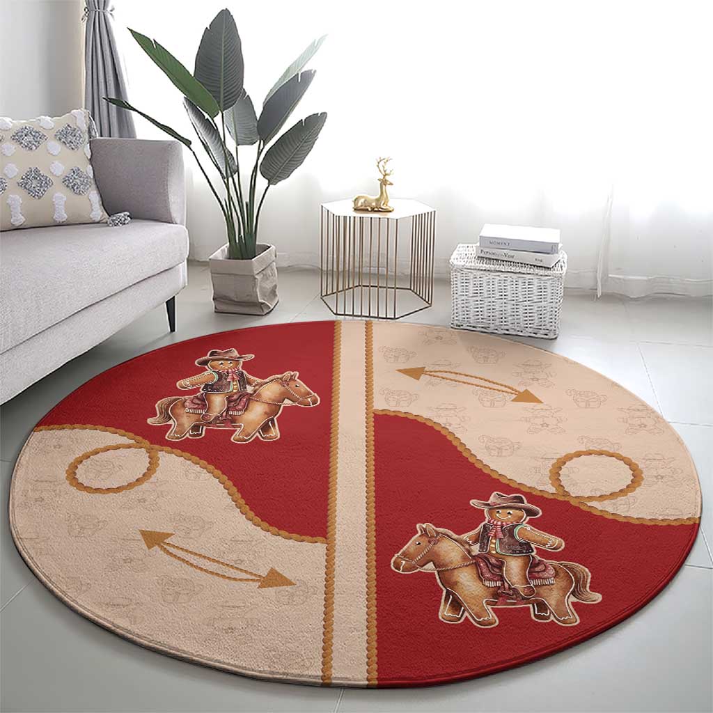 Western Yoke Round Carpet Gingerbread Howdy Christmas - Wonder Print Shop